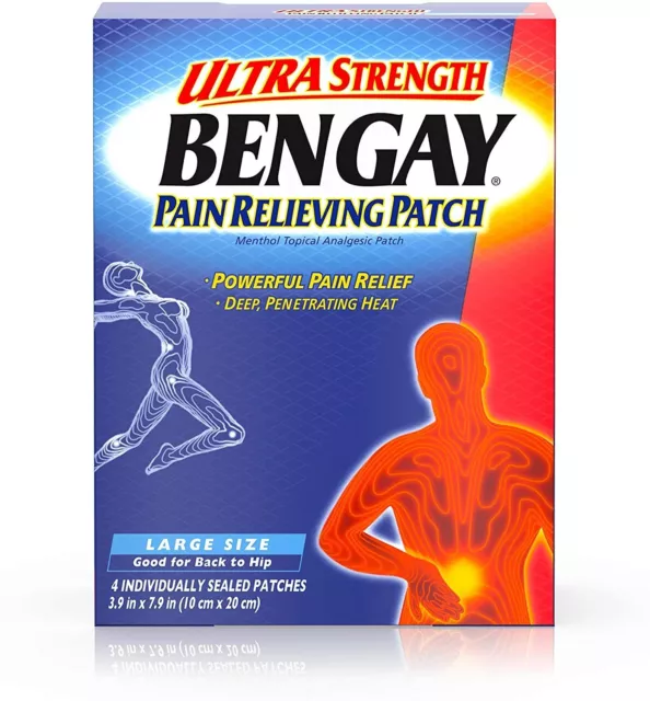 Bengay Pain Relieving Patch Deep Penetrating Heat Ultra Strength 4 ct Pack of 6 2