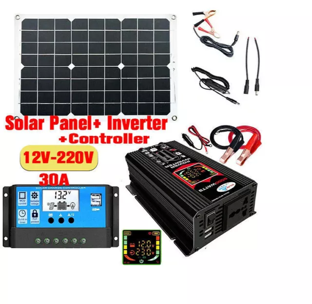 6000W Solar Panel Kit Complete Solar Generator  Power 12V 220V 30A Home Grid Set