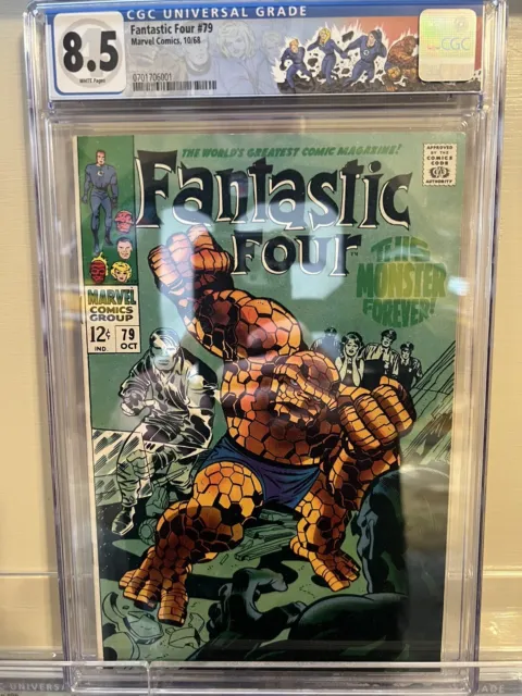 Fantastic Four 79 CGC 8.5 White Pages Classic Thing Cover