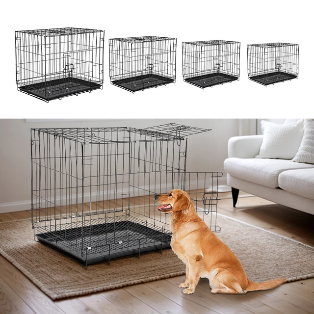 Dog Cage Puppy Pet Crate Carrier Small Medium Large XL Metal Cages Training UK