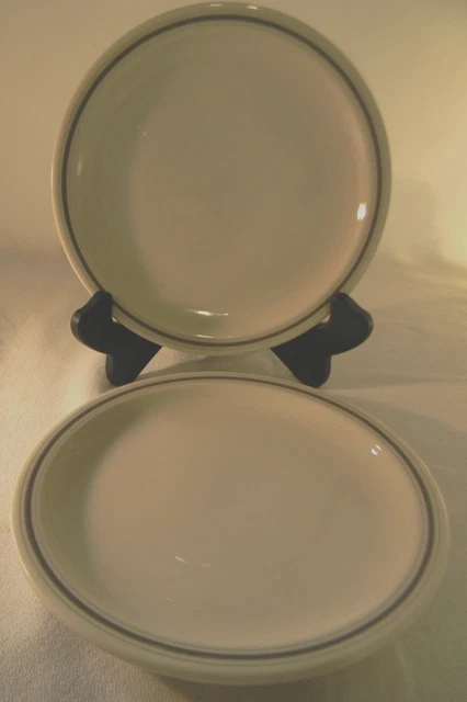 VINTAGE SYRACUSE CHINA 7 1/4" RESTAURANT WARE 2 SMALL PLATES gray rings MCM