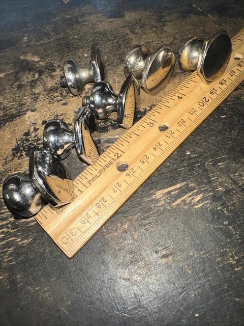 6 Vintage Brass Chrome Drawer Knob Pull Handles Cabinet Furniture Hardware