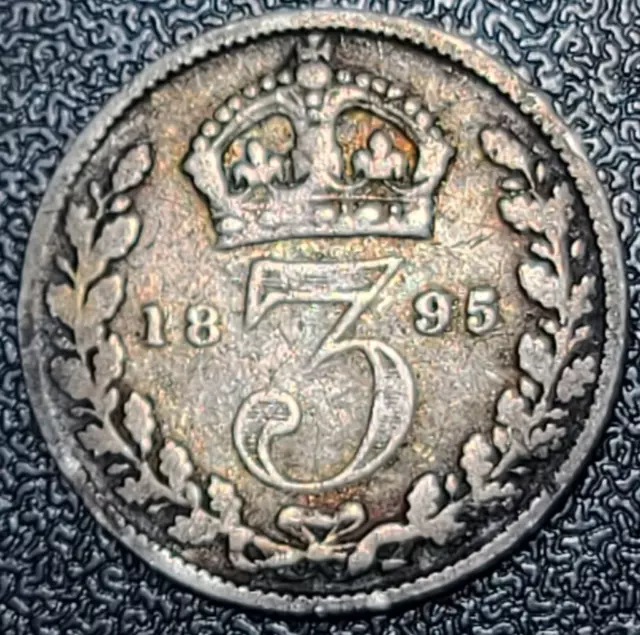 Great Britain 1895 ~ .925 Silver 3 Pence~ Victoria
