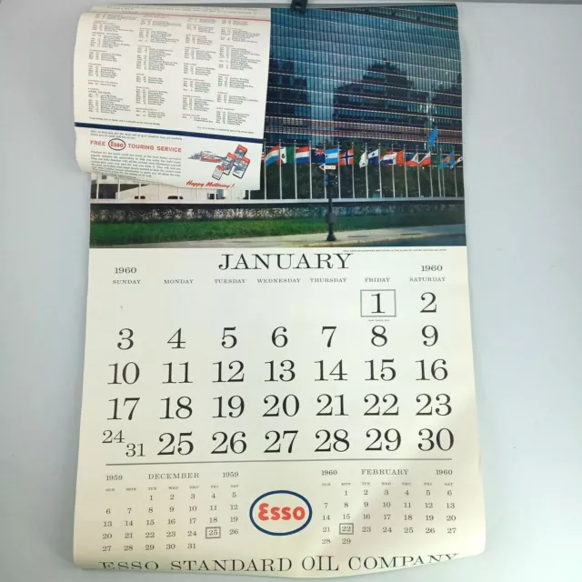 1960 Wall Calendar from Esso Standard Oil Company