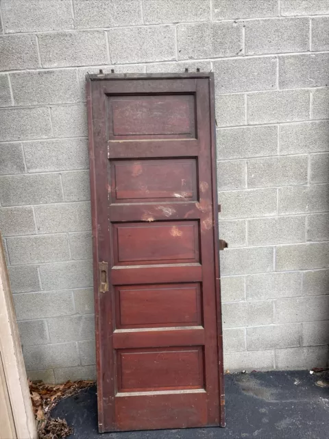CM 793 antique raised panel pine pocket door 30.25 x 84 x 2.25.