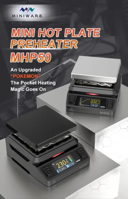 MINIWARE MHP50 Mini Hot Plate Preheater 50*50mm Intelligent 350℃ Heating Tool 3