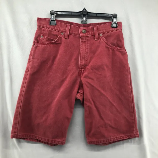 Vintage Levis 550 Red Denim Shorts Size 30 Orange Tag Mens