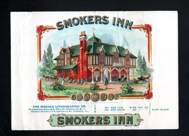 RARE 1880s SAMPLE CIGAR LABEL - SMOKER'S INN