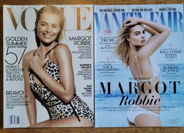 Lot of 2 Margot Robbie magazines from 2016, Vogue & Vanity Fair