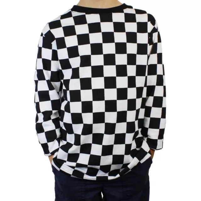 Child RAD 80's Long Sleeve PUNK Checkered Shirt Black White Boys Girls