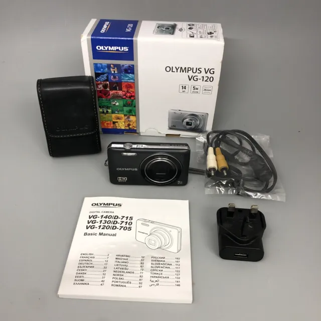 Olympus V Series VG-120 Digital Camera 14.1mp 5x Zoom HD Black Boxed 52104 CP