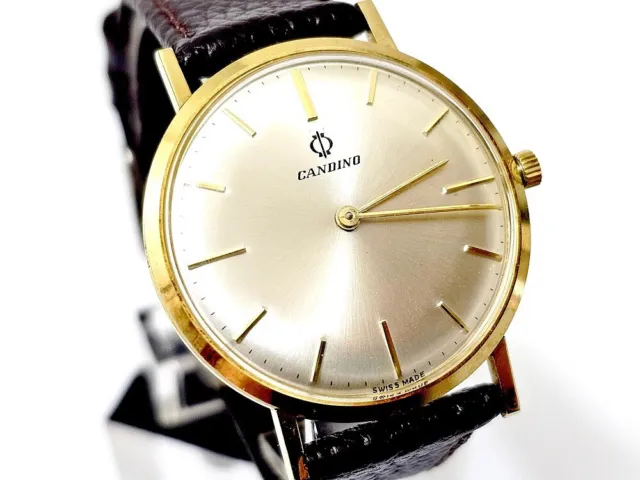 Candino 14K 585 Gold Swiss Made Cal. AV 426 Handaufzug Herren Armbanduhr um 1955