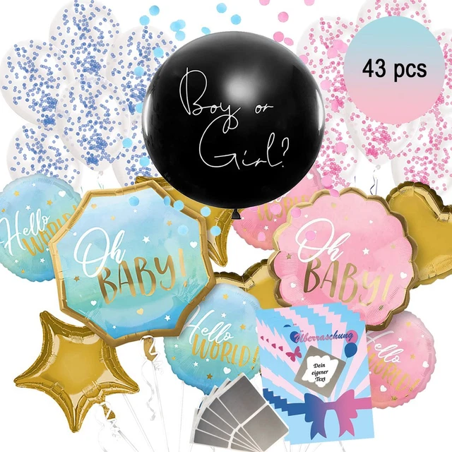 XXL Gender Reveal Party-Set Baby Shower Boy or Girl 43-tlg. Deko