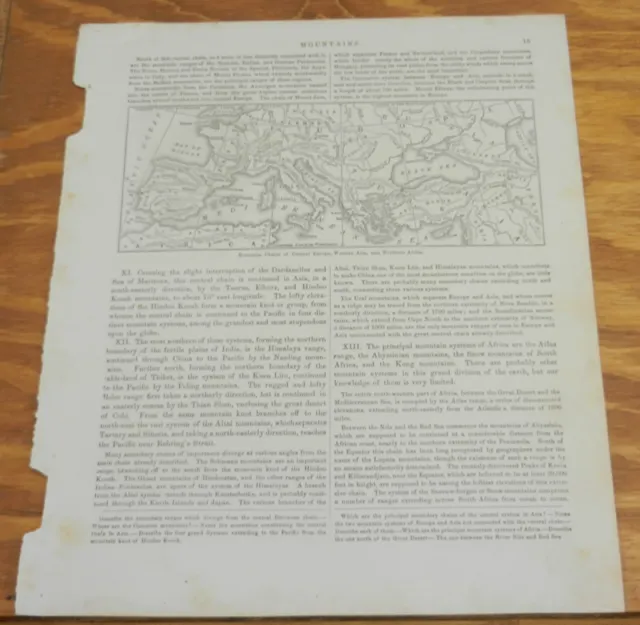 1863 Warren Map of MOUNTAIN CHAINS AROUND THE MEDITERRANEAN SEA