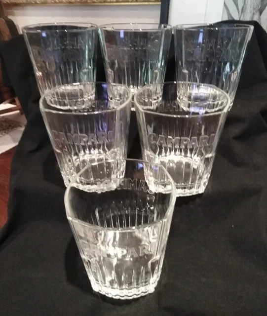 6 Bicchieri Vetro Pubblicitari Bar Aperitivo Campari made in Italy