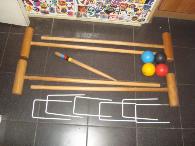 Vintage Adult Croquet Set Outdoor Activities Pub Games {GOOD VINTAGE CONDITION}