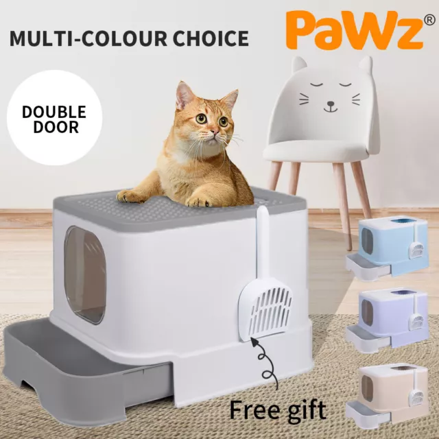 Pawz Cat Litter Box Large Kitty Toilet Fully Enclosed with Tray Ordor Proof