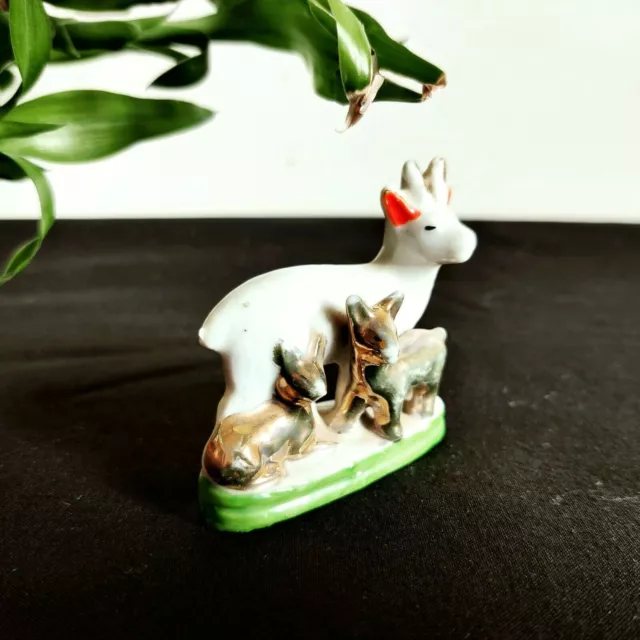 1930s Vintage Deer Fawn Porcelain Figure Animal Collectibles Japan C45