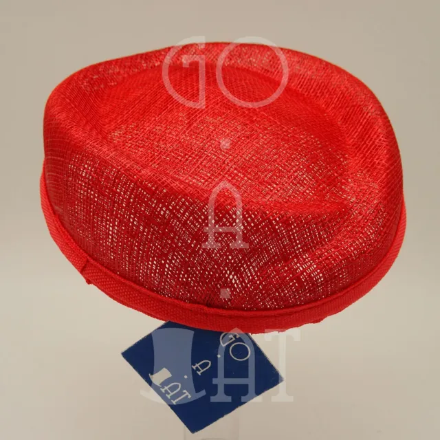 (2pcs) Sinamay Fascinator Pillbox Hat Woman Millinery DIY Base Wrap | Red