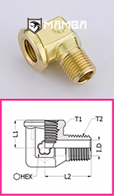 Turbo Adapter Fitting Street Elbow 90 Degree 1/4 BSP Female to 1/8 BSP  (50 pcs)