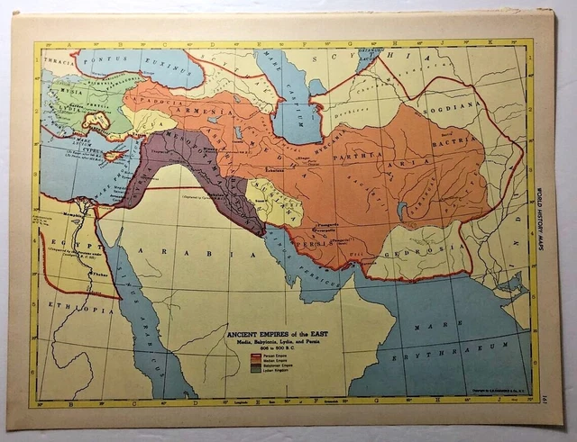 1950's Vintage ANCIENT EMPIRES OF THE EAST Antique Atlas Map - Hammond's Atlas