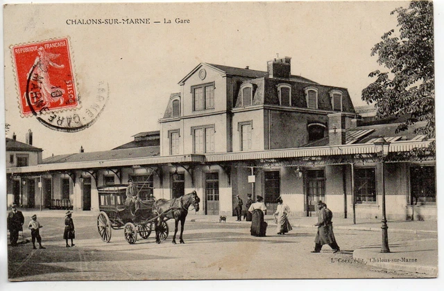 CHALONS SUR MARNE - Marne - CPA 51 - Gare - façade - attelages - 4 - cpa 1900
