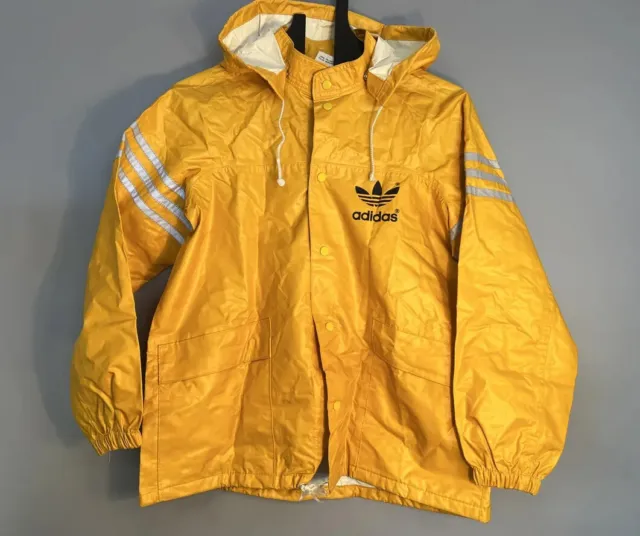 Giacca antipioggia vintage originale Adidas giacca da allenamento gialla taglia 152 bambini | #J9
