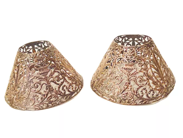 Pair of Antique 19th/early 20th Century Sterling Silver Repoussé Lampshades