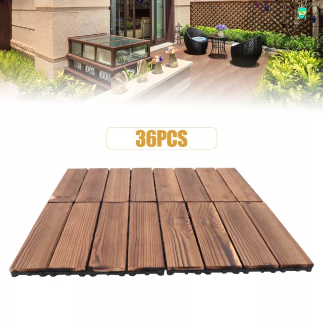 36 piezas de parquet entrelazado azulejos de cubierta de terraza madera dura marrón 12x12""
