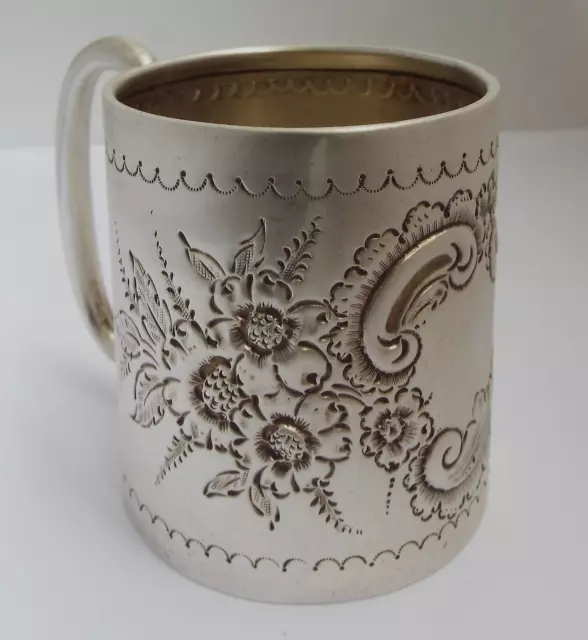 Lovely Clean Heavy English Antique 1902 Solid Sterling Silver Christening Mug