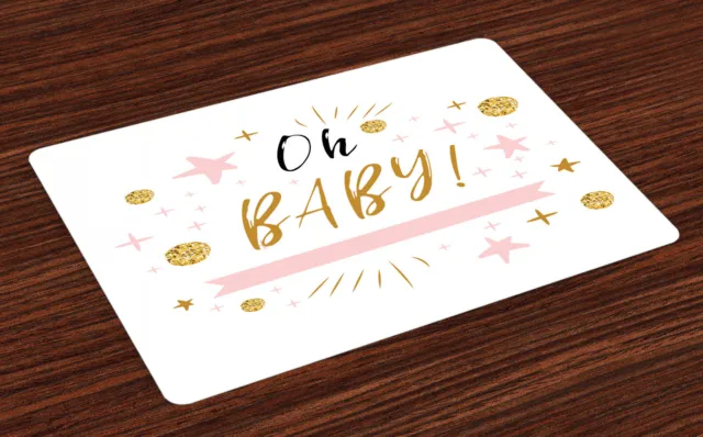 Oh Baby Place Mats Set of 4 Calligraphy Stars Dots