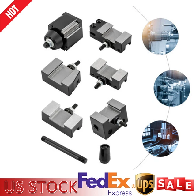 6pcs Black Wedge Type Quick Change Tool Post Set For Mini Lathe Steel Material