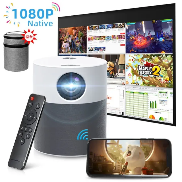 Portable HD 1080P Wireless WiFi Projector Buetooth Android Home Movie Theater AU