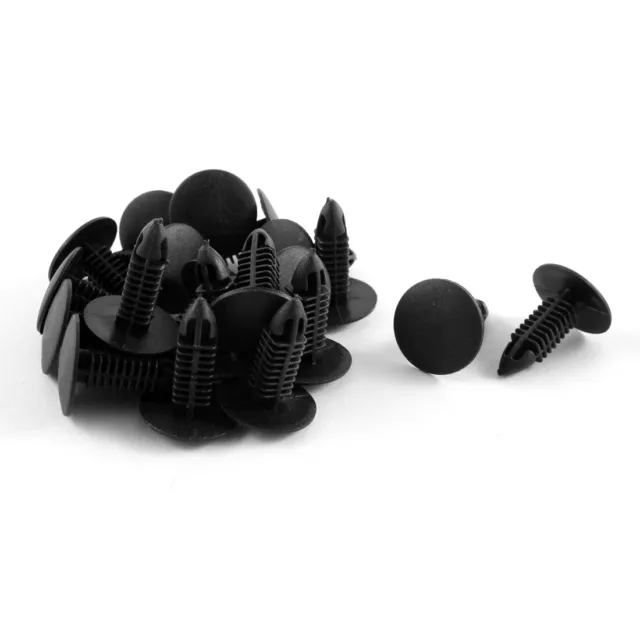 Lot 20 clips rivet en plastique noir pour contre éclaboussures 6,5x17x21mm