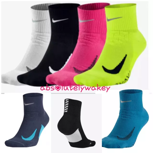 Nike Elite Cushioned Quarter Unisex Running Training Gym Socks DRI-FIT