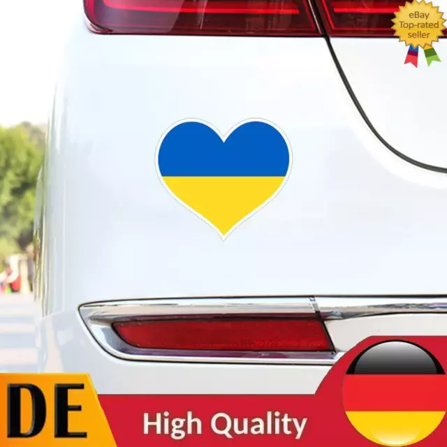 Heart Shape Ukrainian Flag Car Stickers Ukraine Auto Window Decal (1pc)