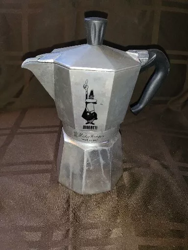 Bialetti Moka Cafe Aluminum 1-Cup Pot Aluminum Silver X52 YF/A1 19/06