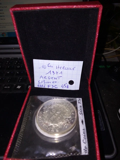 Rare Pièce De  10 Francs Hercule En Argent De 1971 Fdc Scellée + Coffret