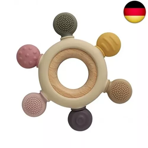 Arudyo Beißring aus Silikon BPA-frei Spielzeug Baby Ruder Greifling Zahnen