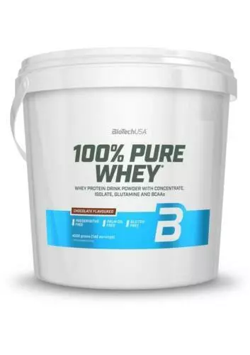 ( 23,72€/ KG) Biotechusa 100% Pure Whey 4000g Musculación, Proteina Bcaa + Bonus