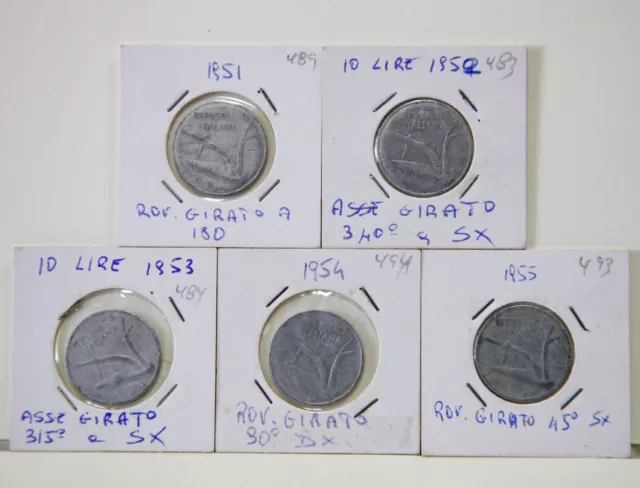 Repubblica Italiana: 5 monete da 10 lire Spighe falsi d'epoca