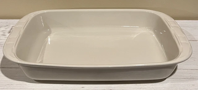 Longaberger Pottery Woven Traditions Ivory 13x9x2 Baking Casserole Lasagna Dish