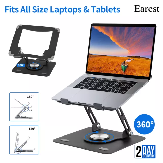 360° Rotating Metal Foldable Laptop Desktop Stand Riser Adjustable Holder Desk