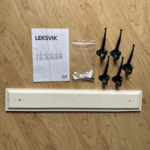 IKEA LEKSVIK 200.939.27 5Hook Coat Rack White Discontinued Hooks Included Nice £38.04 PicClick UK