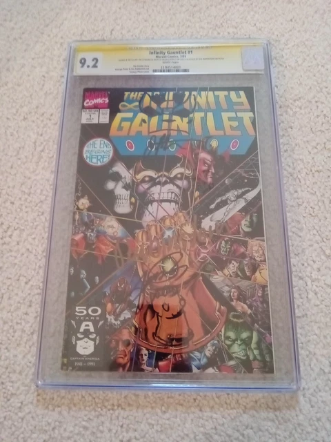 Infinity Gauntlet #1 CGC 9.2 SS SKETCHES-George Perez, Jim Starlin, Rubenstein