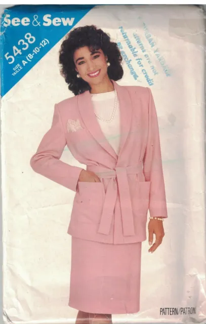 5438 Butterick See & Sew Sewing Pattern Misses Loose Fitting Jacket Skirt Uncut