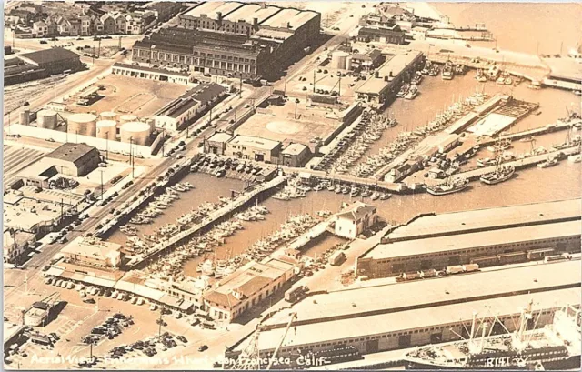 RPPC San Francisco California Aerial View of Fisherman's Wharf 1940s