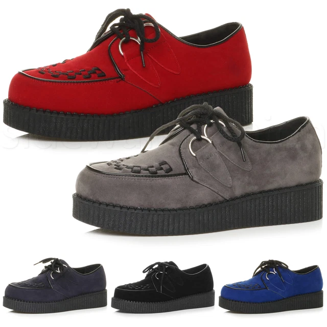 Mens lace up grunge goth punk rockabilly brothel creepers teddy boy shoes size