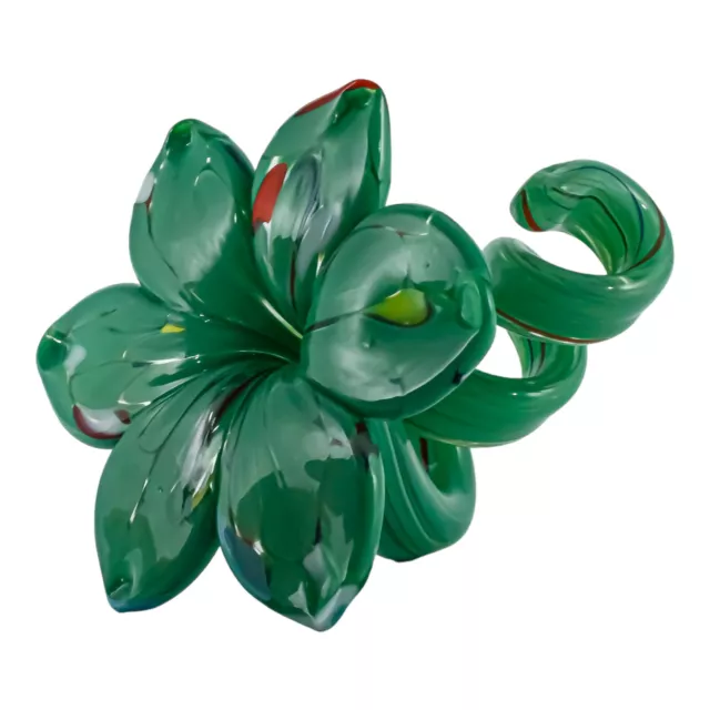 Murano Cristal Candelero Verde Múltiple Hecho a Mano Millefiori 8cm