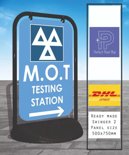 MOT TESTING STATION Pavement Sign Garage Advertising Shop A-Board Swinger2